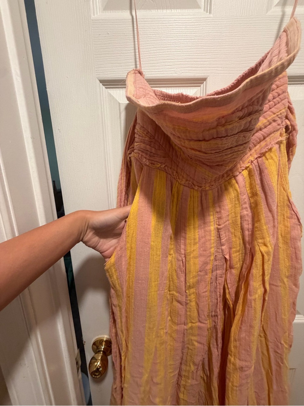 Free People Strapless Pink and Yellow Striped Maxi Dress - Large - Picture 5 of 8